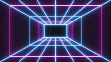 4K Abstract Rectangle Neon Lines Infinity Zoom VJ Loop Background Loop Animation. render neon abstract futuristic hi-tech motion background.