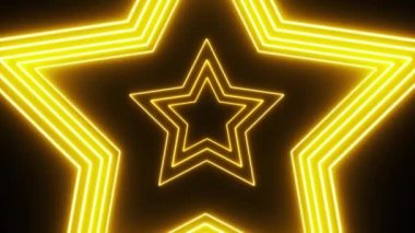 4K Abstract Golden Star Neon Light Award VJ Loop Background Loop Animation. render neon abstract futuristic hi-tech motion background.
