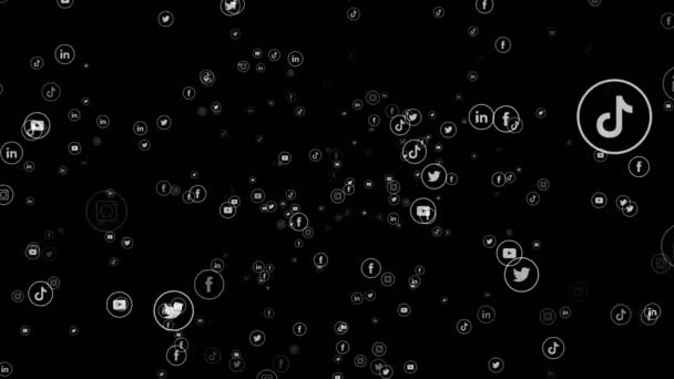 Social Media Icons Floating Zoom Transparent Alpha Background Button Love — Stock Video