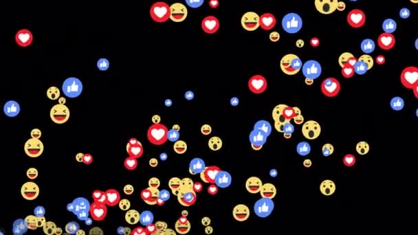 Social Media Emotional Icons Floating Continuously Transparent Alpha Background Button — Stockvideo