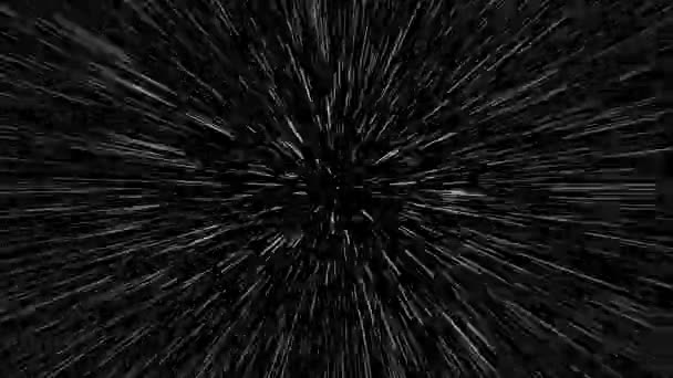 Comic Hyper Jump Speed Lines Star Field Black Background Loop — стоковое видео