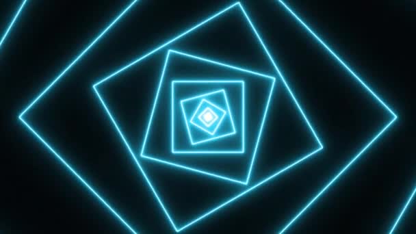 Abstract Square Neon Lines Infinity Zoom Loop Background Loop Animation — стоковое видео