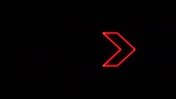 Directional Arrow Neon Light Road Sign Led Loop Animation Background — Vídeos de Stock