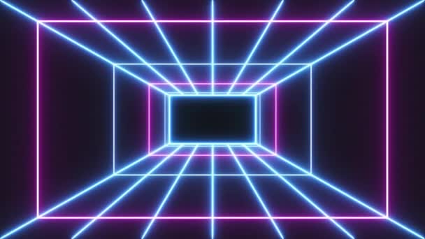 Abstract Rectangle Neon Lines Infinity Zoom Loop Background Loop Animation — Αρχείο Βίντεο