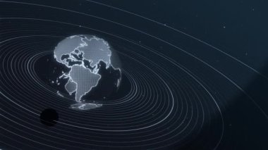 4K Dijital Teknoloji Dünya Gezegeni Yörünge Döngüsü Canlandırma Arkaplanı. dijital teknoloji internet bağlantısı galaksi arkaplanı