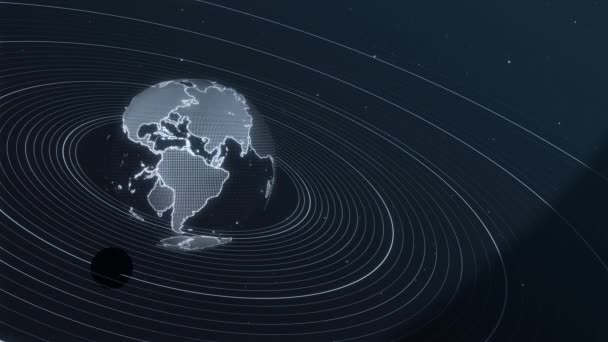 Digital Technology Earth Planet Orbit Loop Animation Background Digitální Technologie — Stock video