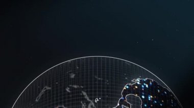 4K, Dijital Dünya Teknoloji Dünyasını Uzay Arkaplan Döngüsü Animasyonunda Kapat. dijital teknoloji internet bağlantısı galaksi arkaplanı