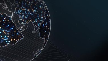 4K Yakın Teknoloji Dünya Dijital Uzay Arkaplan Döngüsü Animasyonu. dijital teknoloji internet bağlantısı galaksi arkaplanı