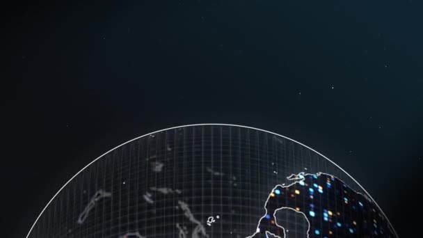 Close Digital Earth Technology World Space Background Loop Animation Tecnología — Vídeos de Stock