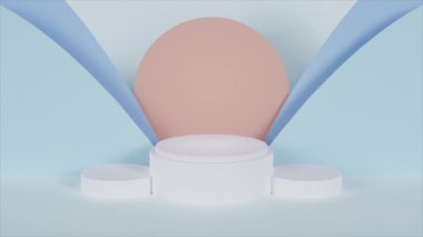 Kusursuz Döngü 3D Rendering Sun ve Bulut Minimal Mockup Modium Product Showcase 3D Illüstrasyon Sahne Arkaplanı. Ürün sunumu için soyut 3d render Mockup podyumu En az temiz arkaplan göster.