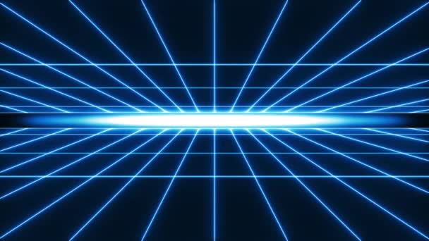 Бесшовный Цикл Абстрактный Прямоугольник Neon Lines Infinity Zoom Technology Grid — стоковое видео