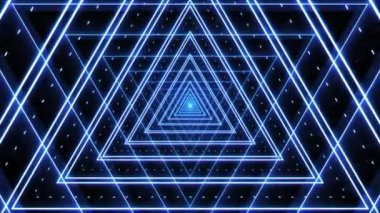Kusursuz Döngü Soyut Üçgen Yıldız VJ Döngü Sonsuz Yakınlaştırma Arkaplanı. retro neon soyut fütüristik yapılandır.