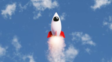3D Rendering Startup Rocket Jet Super Fast Speed flying 3D Illustration Background. Make plans and head to the finish line.