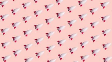 Seamless Loop 3D Rendering Start up Rocket Cute Clean Pastel color Pattern Animation 3D illustration Background. Make plans and head to the finish line.
