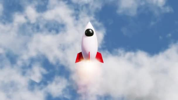 Płynna Pętla Rendering Startup Rakieta Jet Super Szybka Prędkość Latająca — Wideo stockowe