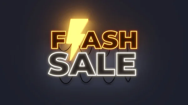 3D Rendering Flicker Neon Light Flash Sale Text Effect 3D Illustration Background. Special discount promotion on your special day.