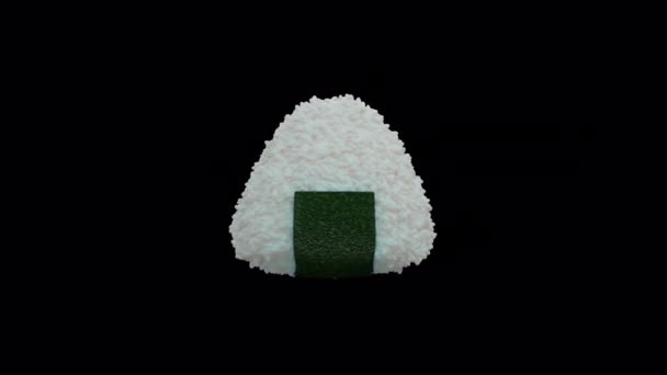 Rendering Onigiri Rice Ball Rotation 360 Stopień Ilustracja Przejrzystości Alpha — Wideo stockowe