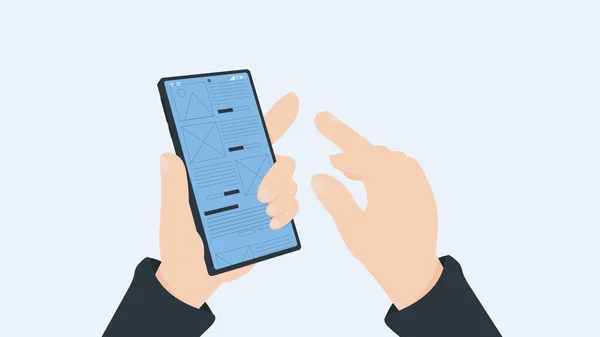 Flat Hand Touch Smart Phone Screen Shopping Online Handel Shopping — Stockfoto