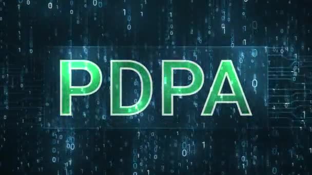 Pdpa Personal Data Protection Act Cyber Security Matrix Binary Code — Stok Video