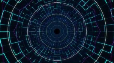 Kusursuz Döngüsüz Dijital Parçacık Dalgası Sokağı Saha Teknolojisi Arkaplanı. Soyut Küçük Parçacıklar dijital sistem ağı Arkaplanı.