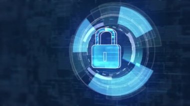 Seamless Loop Lock Your Personal Data Digital Technology Futuristic Hud Equalizers Background. Digital Hud Equalizers Colorful Background