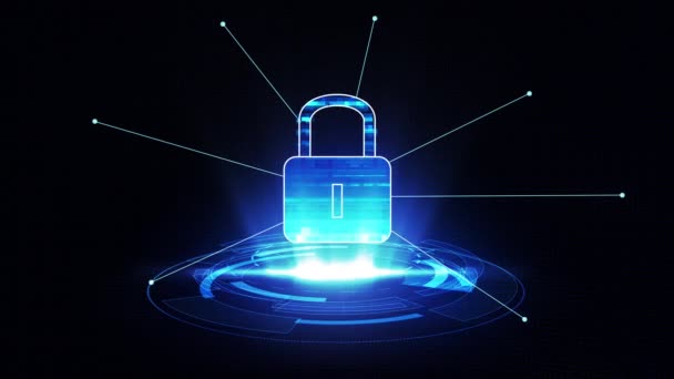 Seamless Loop Show Security Systems Lock Digital Technology Futuristic Hud — Vídeo de Stock