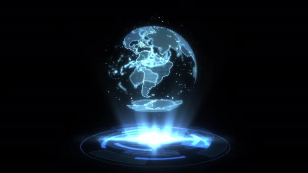 Seamless Loop Hologram Light Show Scan Radar Earth Digital World — Wideo stockowe