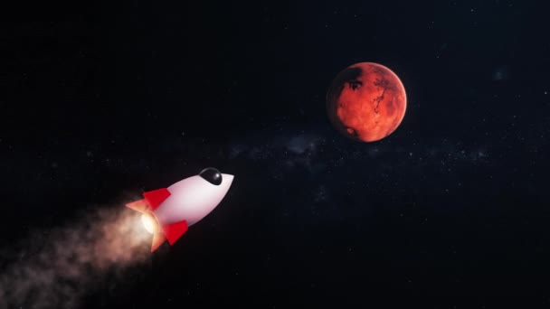 Render Rocket Jet Fly Mars Red Planet Galaxy Space Illustration — Vídeos de Stock