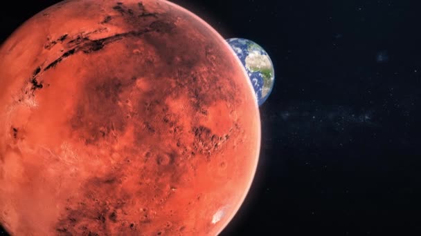 Render Close Mars Red Planet Show Earth World Planet Galaxy — Stockvideo