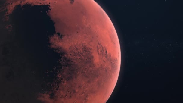 Рендер Закроет Темную Сторону Марса Вращение Планеты 360 Поле Галактики — стоковое видео