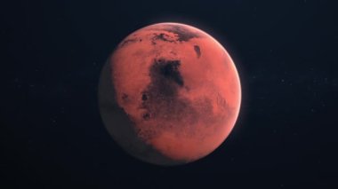 Seamless Loop 3D Render Mars Planet 360 Rotation On Galaxy Space Star Field 3D Illustration. planet, galaxy, stars, cosmos, sea, earth, globe.