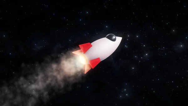 3D Render Rocket Jet Flying On Galaxy Space Star Field 3D Illustration Background. galaxy, stars, cosmos.