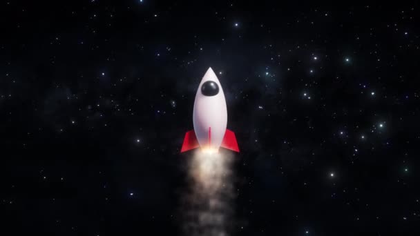 Безшовна Петля Render Rocket Flying Star Field Galaxy Space Illustration — стокове відео
