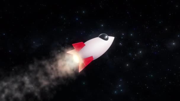Seamless Loop Render Rocket Jet Flying Galaxy Space Star Field — Vídeos de Stock