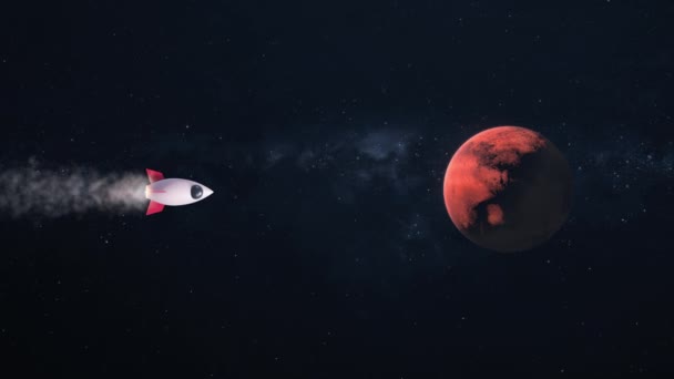 Render Rocket Jet Fly Mars Red Planet Galaxy Space Star — Stockvideo