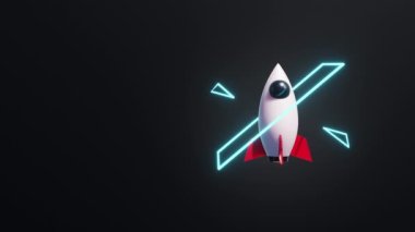 Seamless Loop 3D Render Space Traveler Start Up Rocket Jet Concept On 3D Illustration Background. Make plans and head to the finish line.