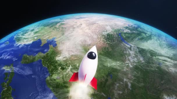 Render Rocket Jet Fly Galaxy Space Star Field Close Big — Vídeo de stock