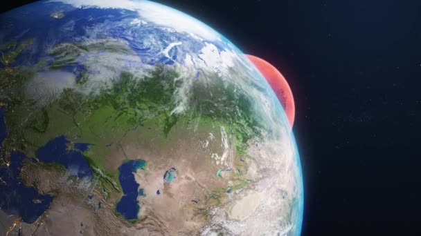 Render Close Earth Planet Show Mars Red Planet Galaxy Space — 비디오