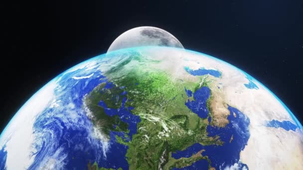 Render Show Moon Close Earth Planet Galaxy Space Illustration Background — Vídeo de stock