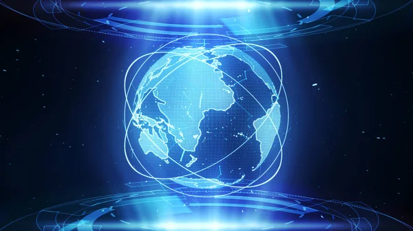 Digital Earth Technology World Hologram Light Futuristic Hud Background. digital hologram technology internet connection  background