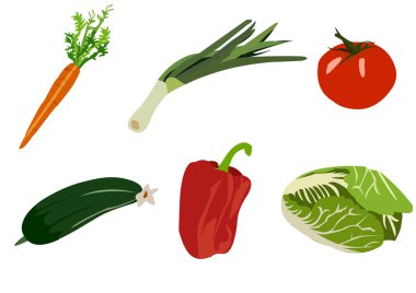 Set of vegetables isolated on white background clipart