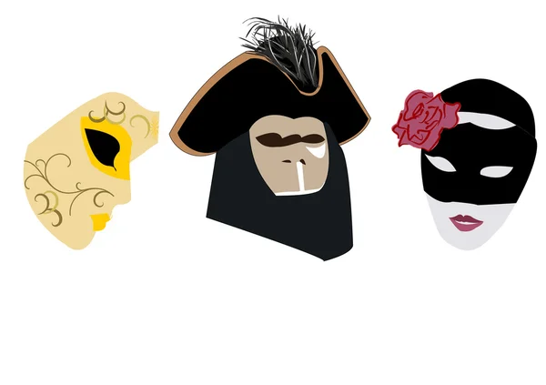 Coleção de máscaras de carnaval veneziano —  Vetores de Stock
