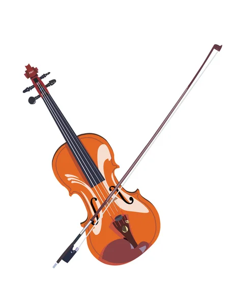 Realistic violin with bow picture — Stock Vector