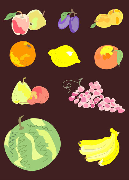 Collection of colorful fruits and berries
