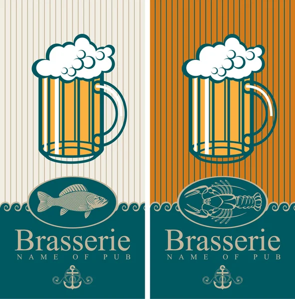 Bière et fruits de mer — Image vectorielle