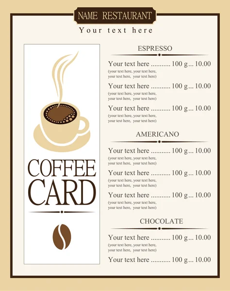 Lista de café — Vector de stock