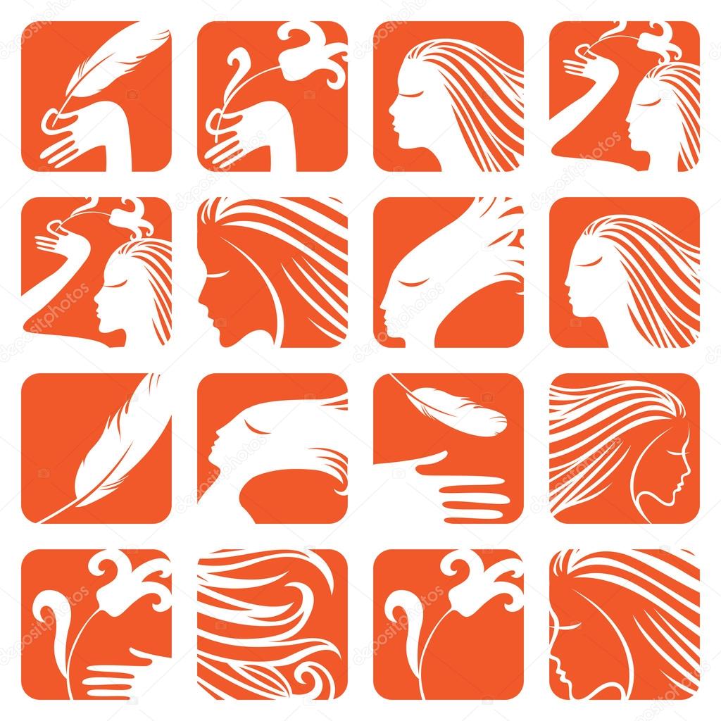Set of logos depicting the girl's face