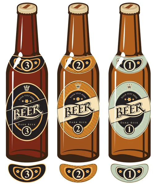 Botellas de cerveza — Vector de stock