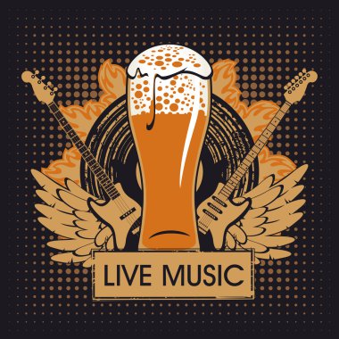 Pub with live music clipart