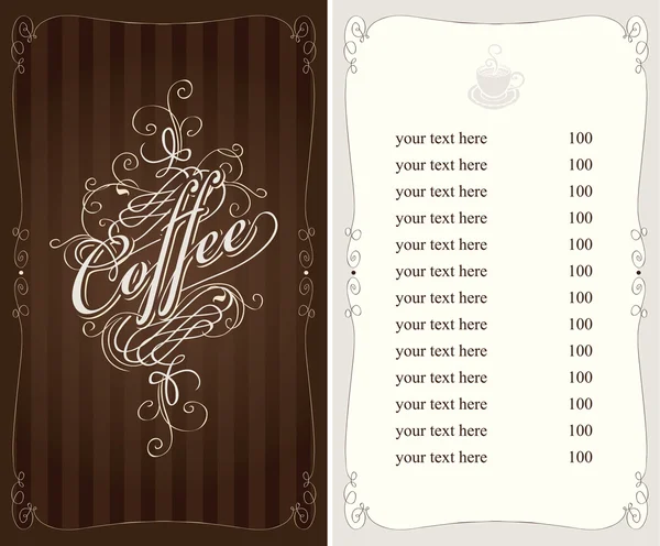 Coffee menu — Stock Vector